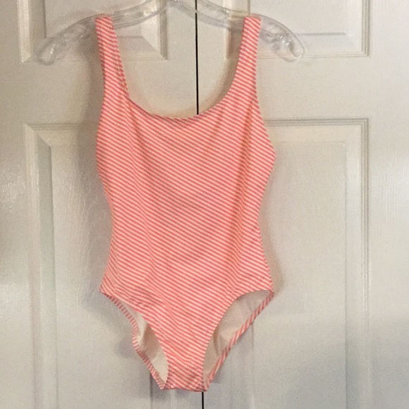Solid and Striped Pink/Coral One-Piece Swimsuit - Picture 1 of 7